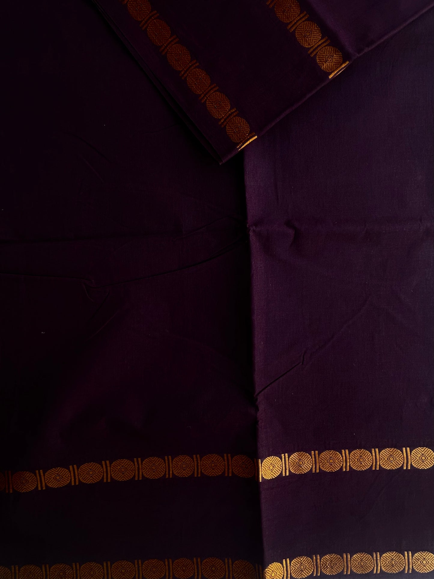 Sungudi Cotton saree with rudraksham border brown