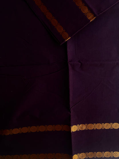 Sungudi Cotton saree with rudraksham border brown