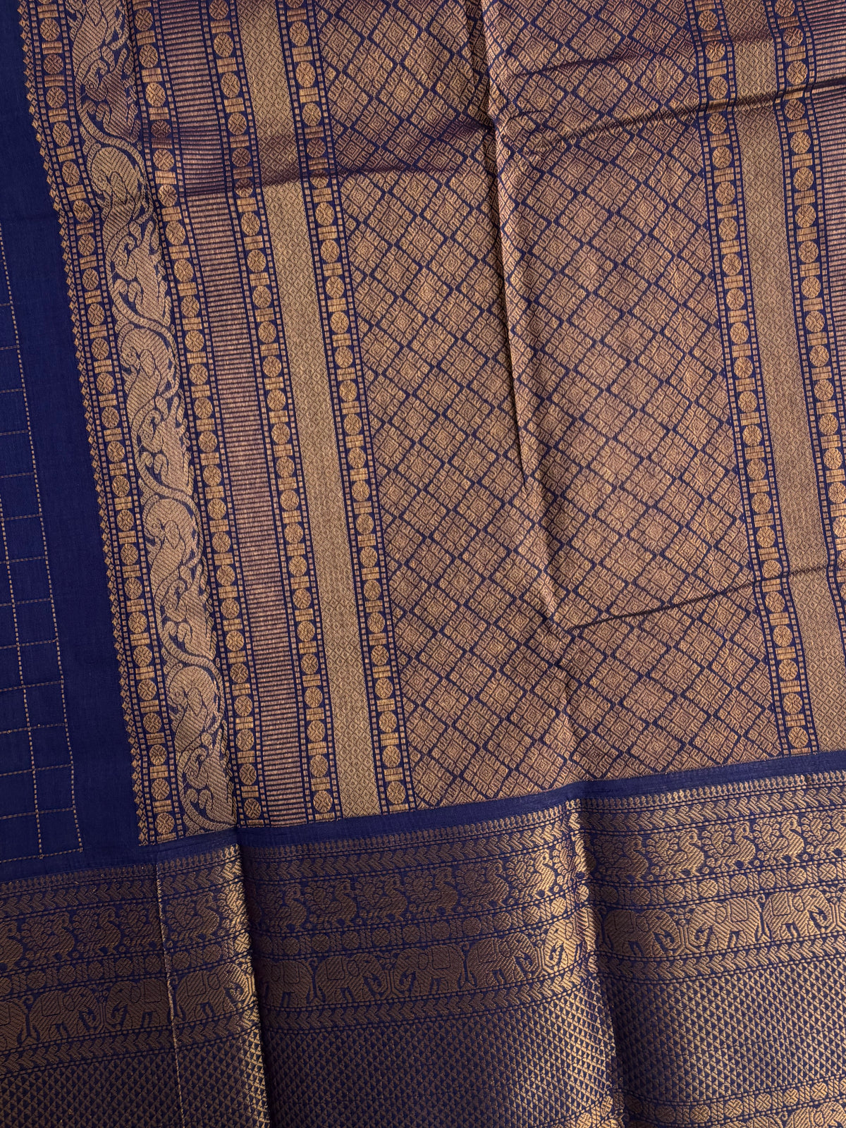 Kanchi cotton saree with zari kattam & grand pallu