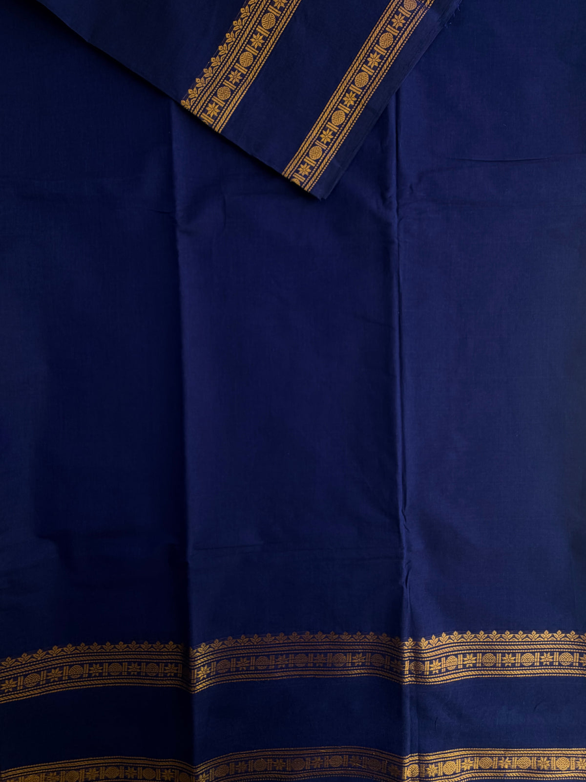 Kanchi cotton saree with zari border blue