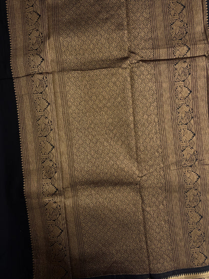 120 count mercerised Kanchi cotton saree with zari kattam & grand pallu