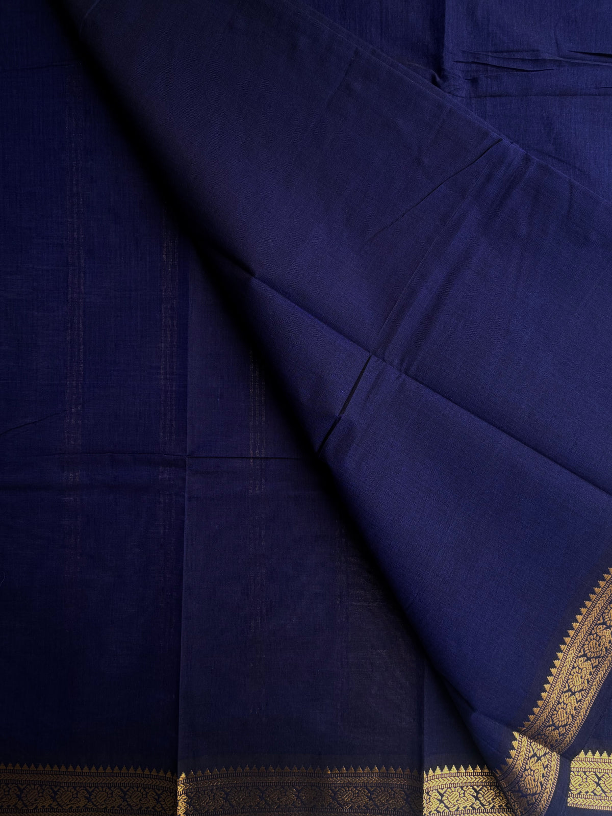 Kanchi Cotton saree with minimal zari border - blue