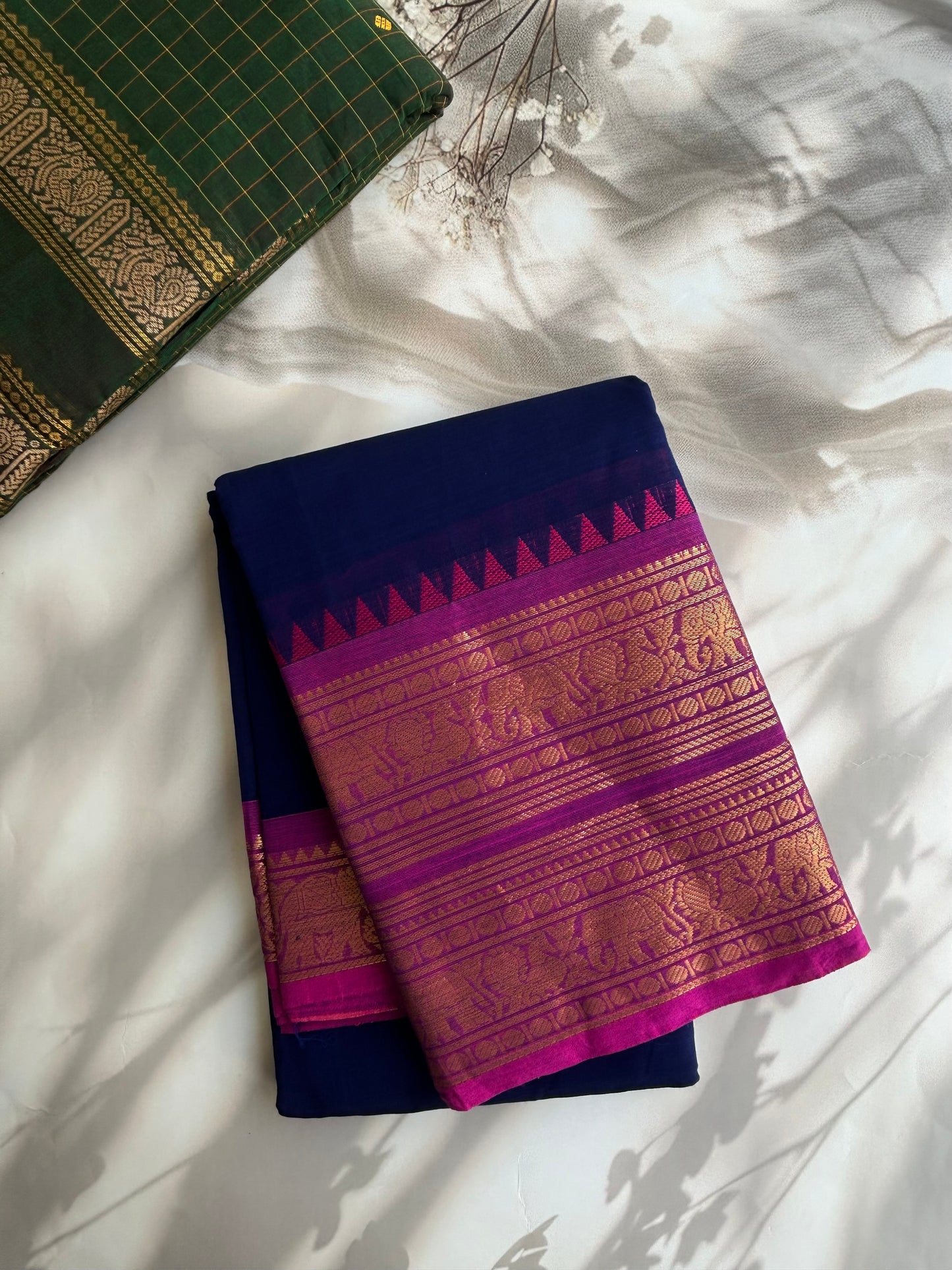 Kanchi cotton saree with rettapett border