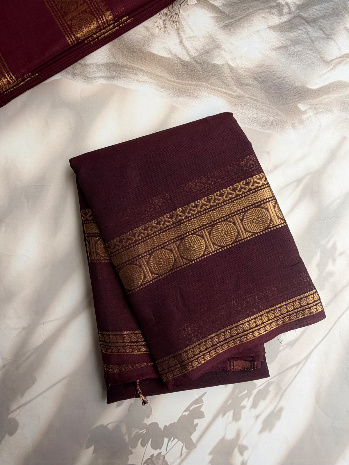 Kanchi cotton saree in zari weaves brown