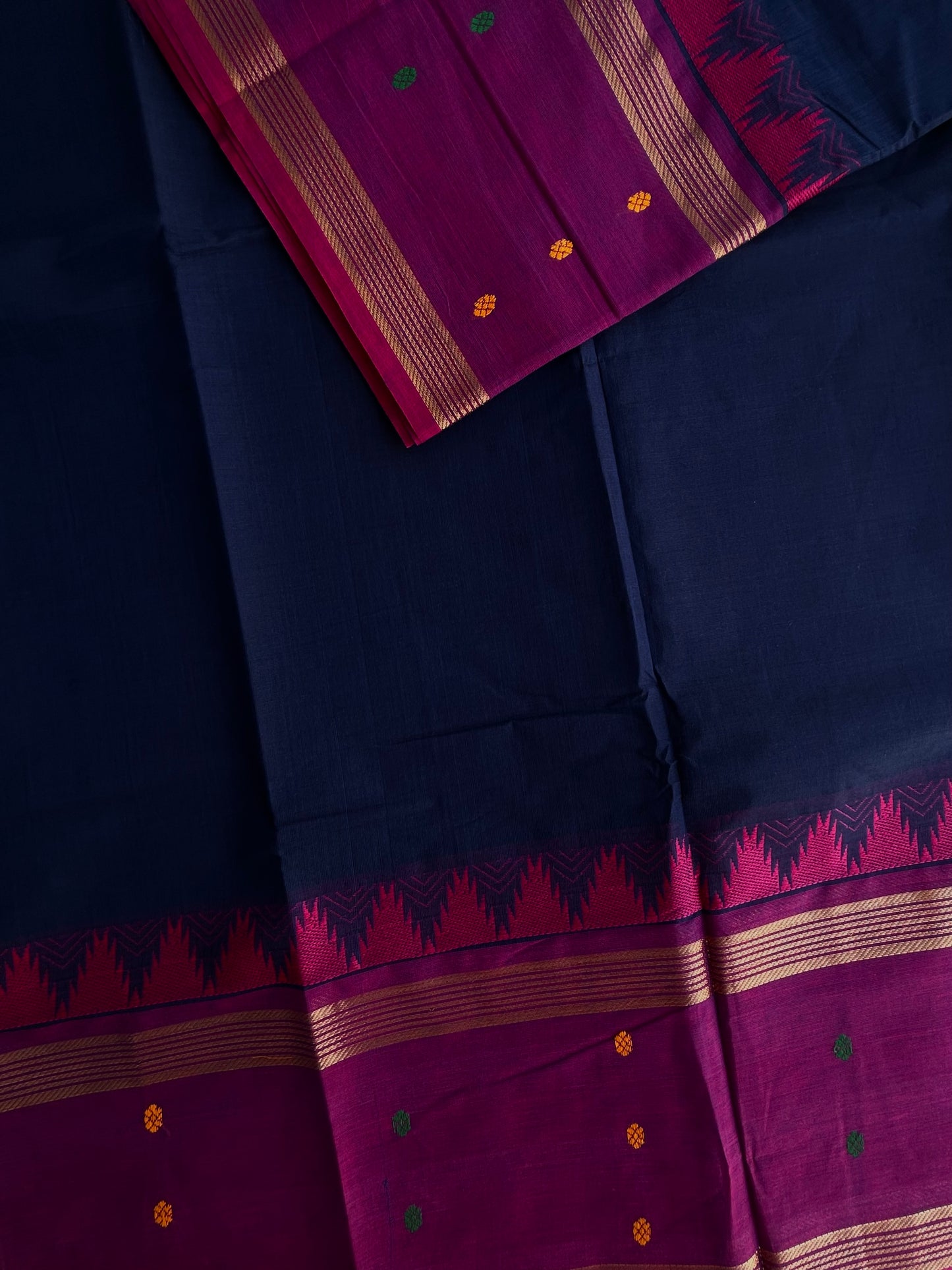 Kanchi cotton saree with butta weaves