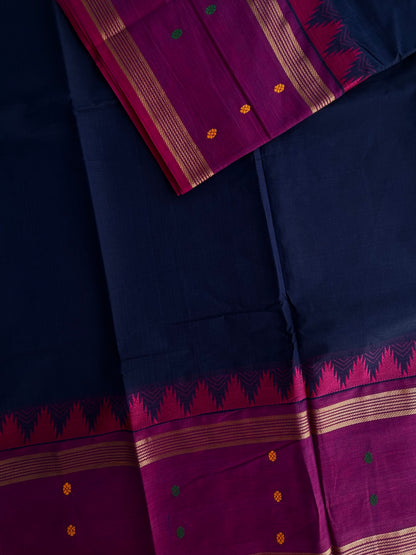 Kanchi cotton saree with butta weaves