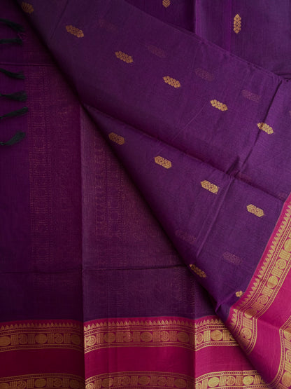 Kanchi cotton saree with butta weaves & grand pallu
