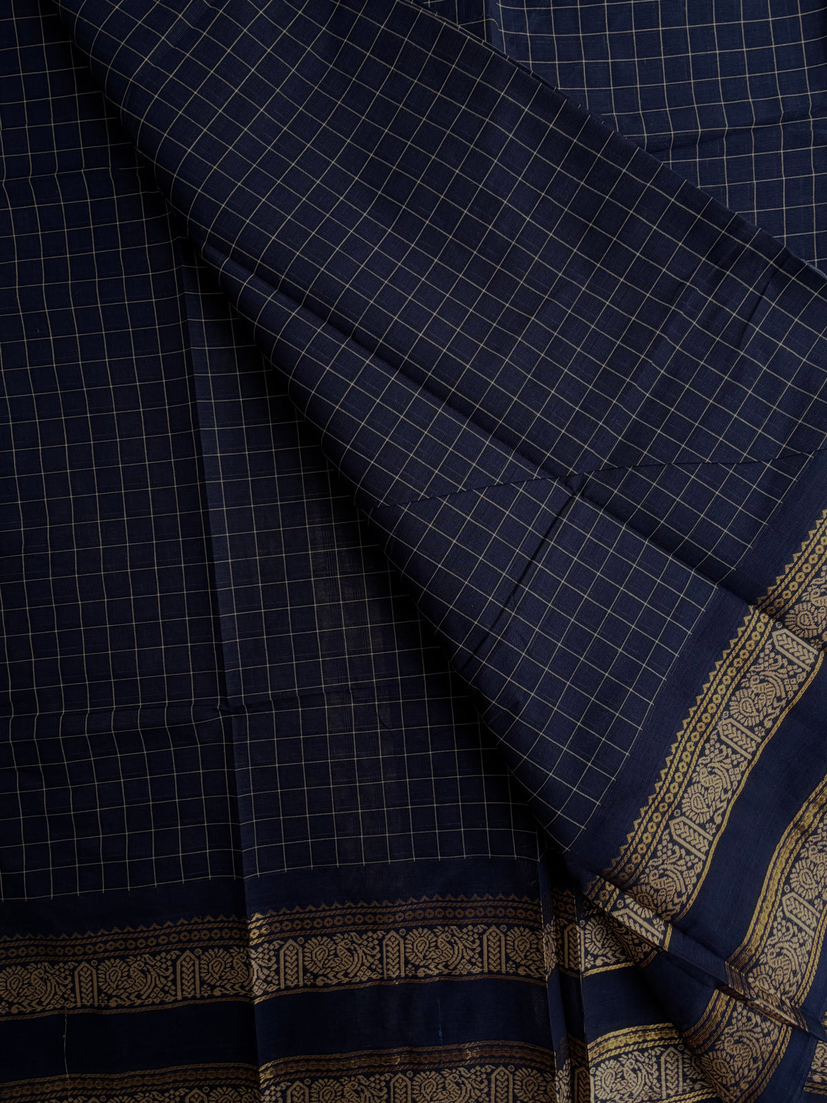 Kanchi cotton saree in kattam pattern