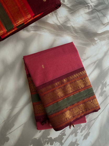 Kanchi cotton saree with butta weaves