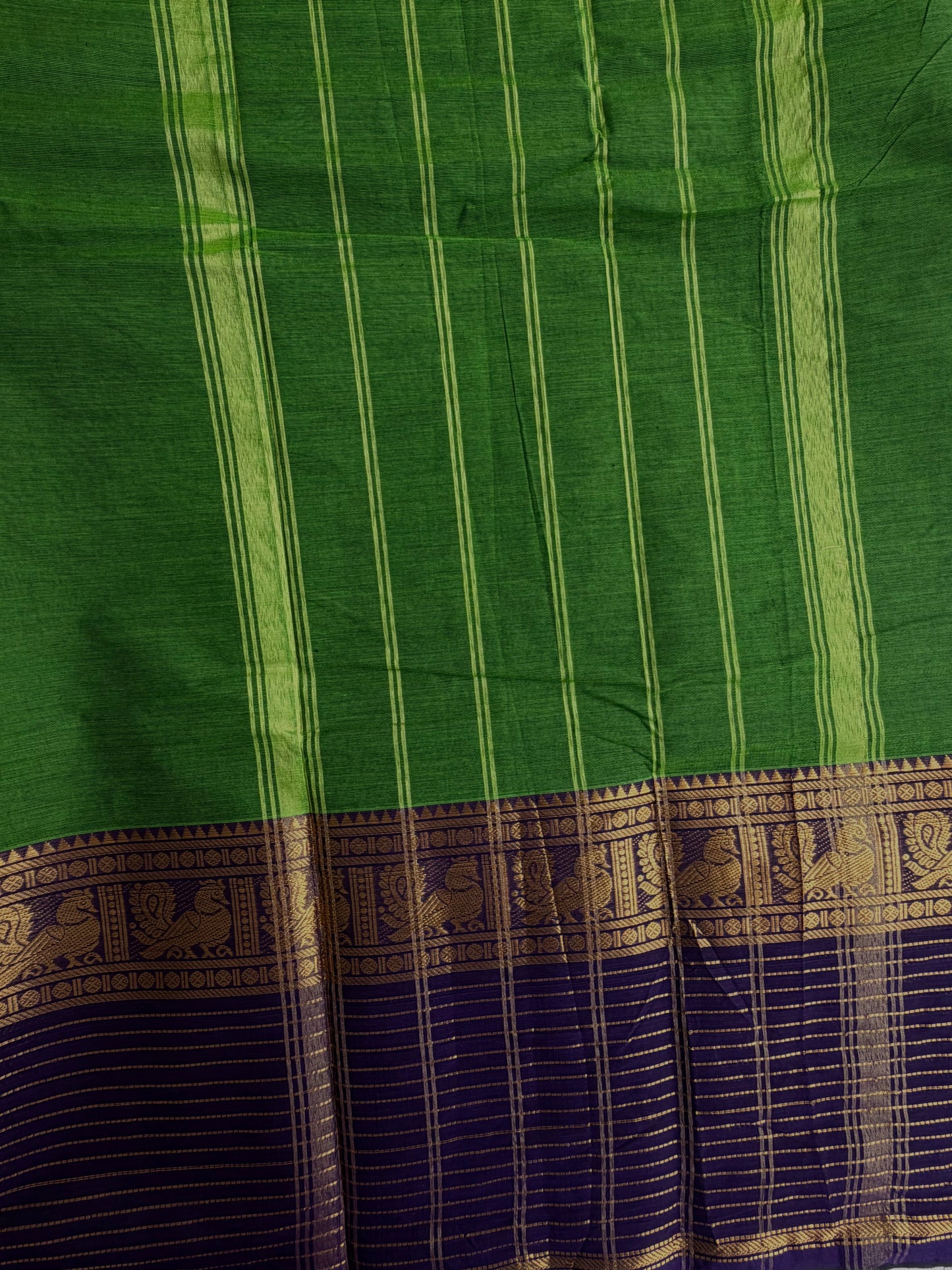 Kanchi cotton saree with zari lines border