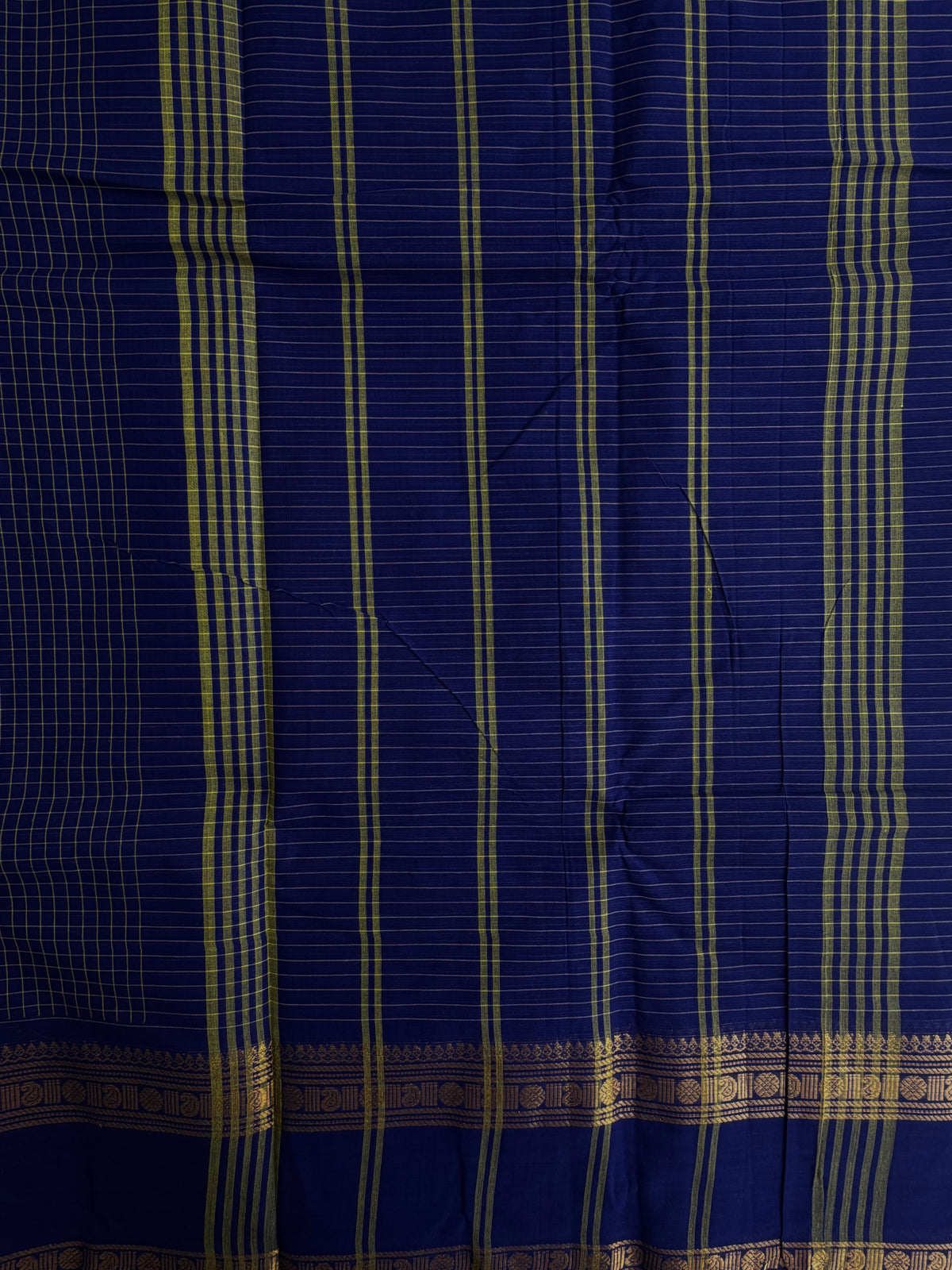 Kanchi cotton saree in kattam pattern blue