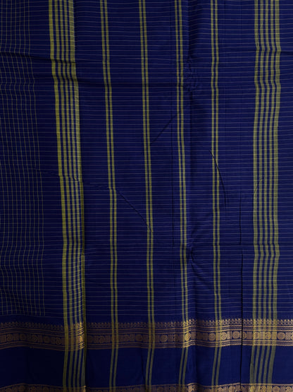Kanchi cotton saree in kattam pattern blue