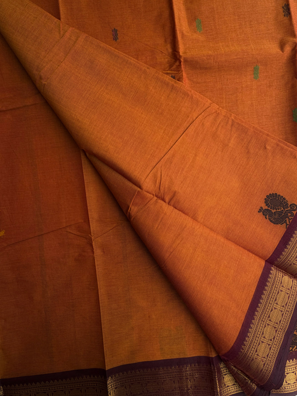 Kanchi cotton saree with butta weaves
