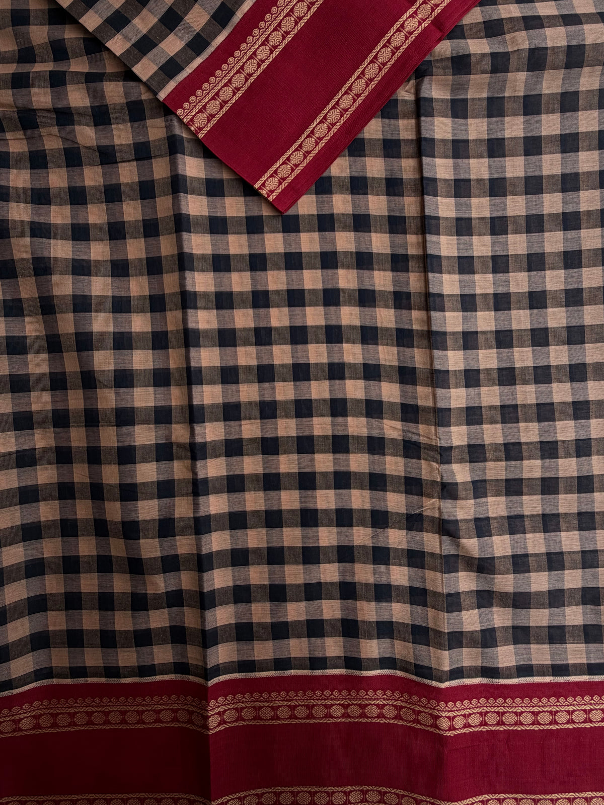 Kanchi cotton saree with kattam weaves multicolor