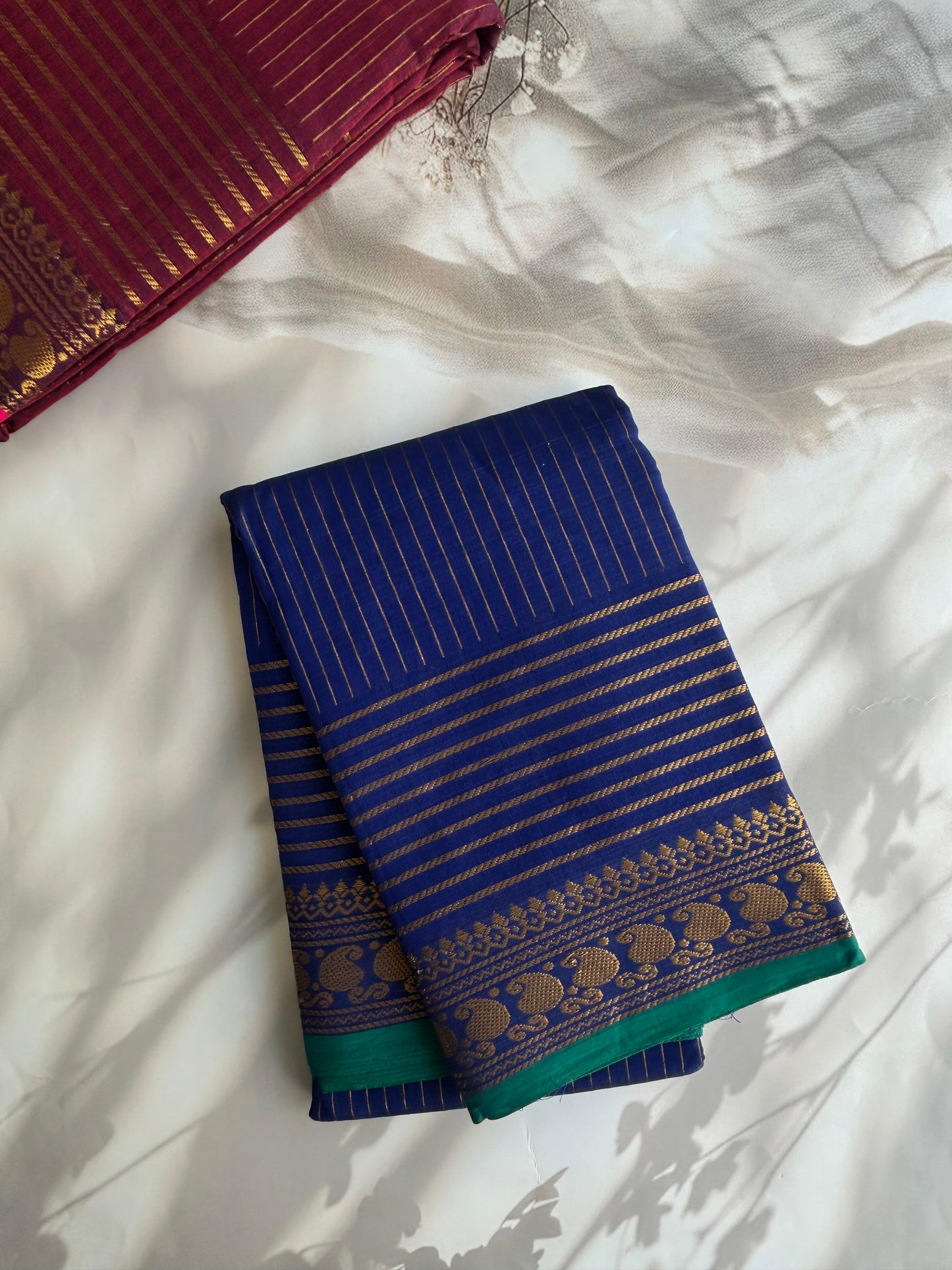 Kanchi Vairaoosi Cotton saree - blue