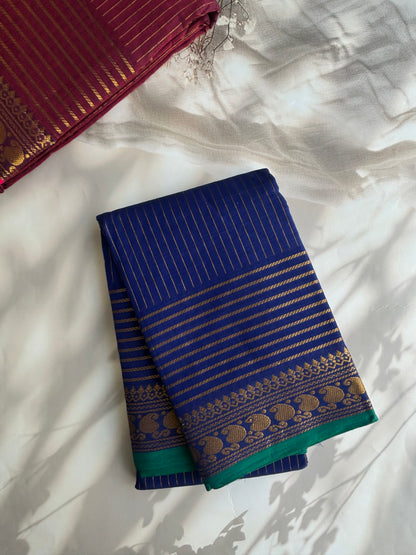 Kanchi Vairaoosi Cotton saree - blue