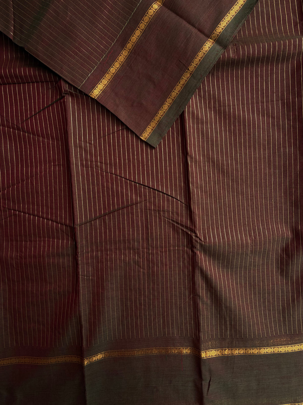 Kanchi cotton saree with vairaoosi weaves dual tone