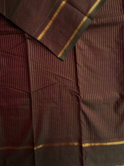 Kanchi cotton saree with vairaoosi weaves dual tone