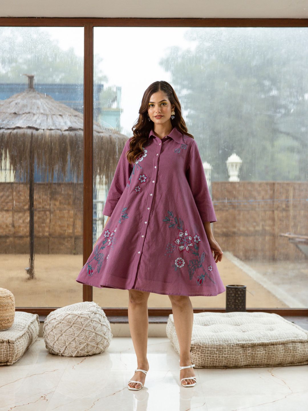 Embroidered Shirt dress