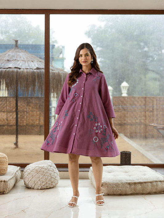 Embroidered Shirt dress