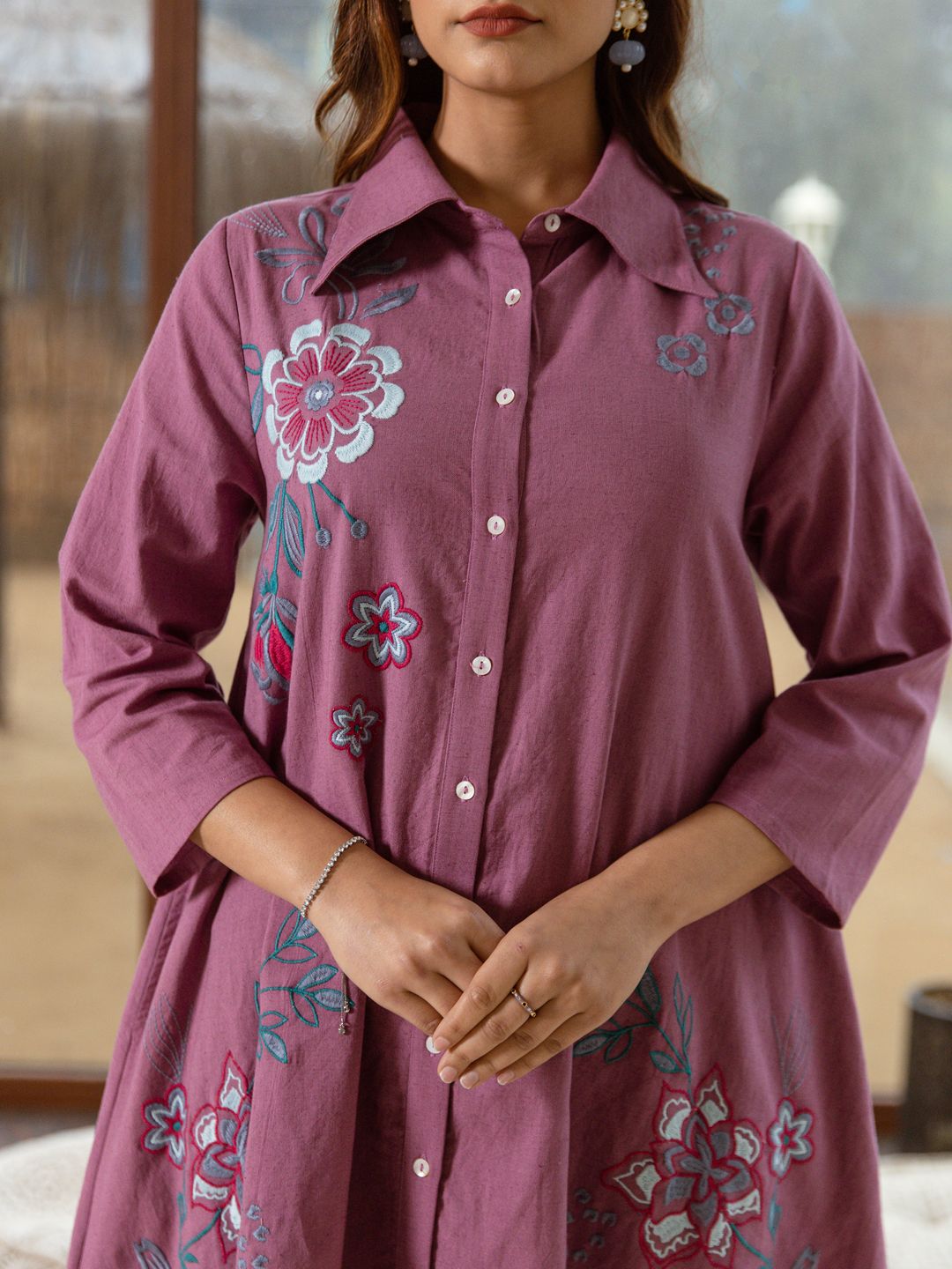 Embroidered Shirt dress