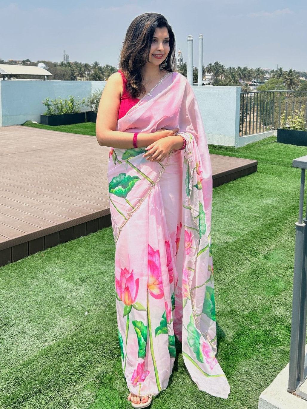 Floral Organza lotus Saree