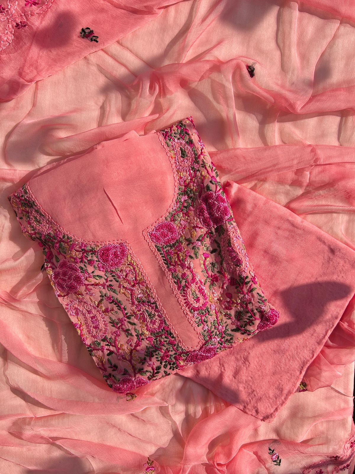 Georgette kantha embroidered set