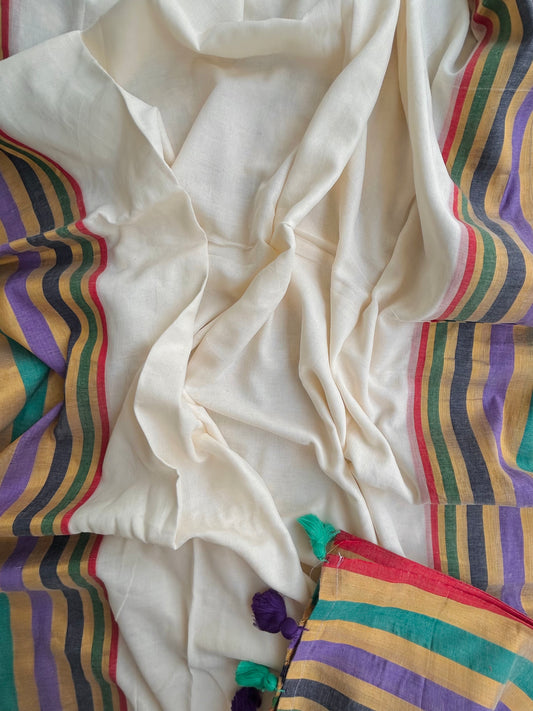 Mul mul saree in zari border