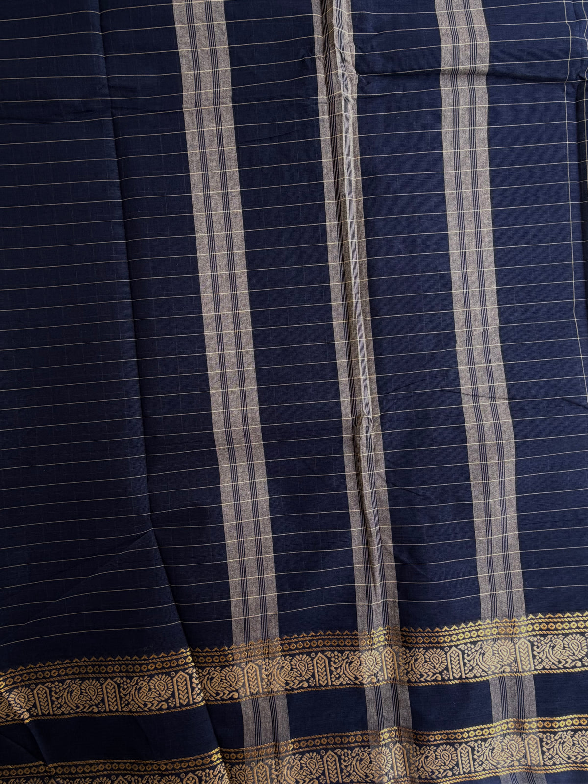 Kanchi cotton saree in kattam pattern