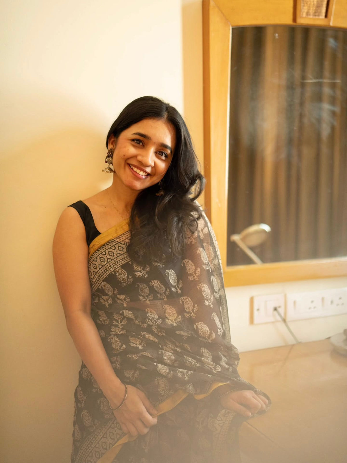 Kota doria saree in block prints