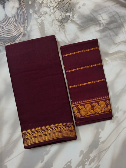 Sungudi Cotton saree with Velthari blouse maroon