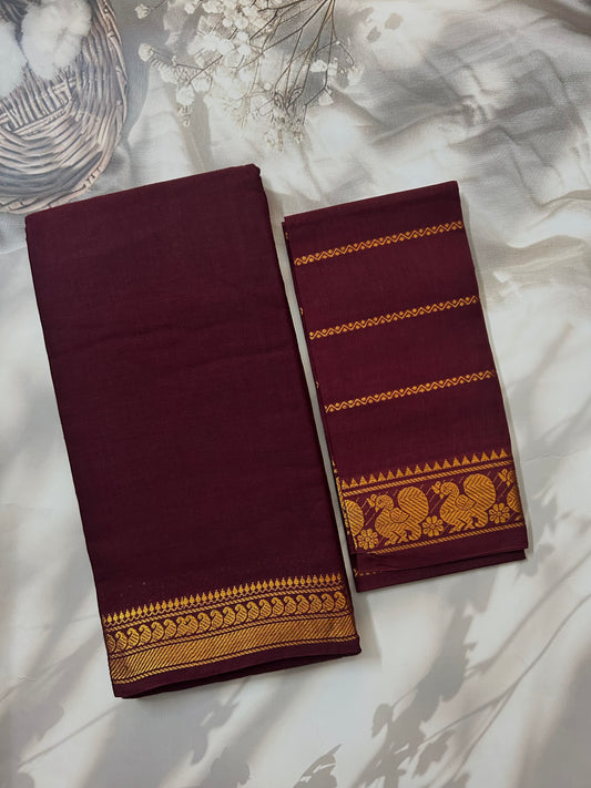 Sungudi Cotton saree with Velthari blouse maroon