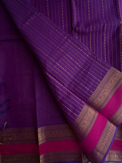 Kanchi cotton Vairaoosi weaves & grand pallu violet