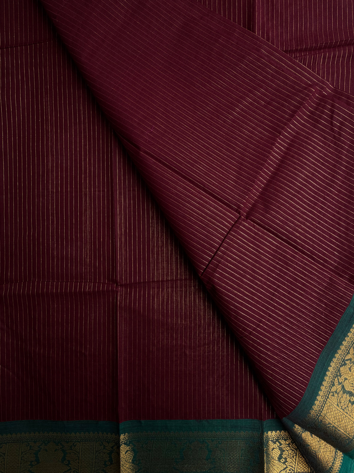 Kanchi cotton saree with Vairaoosi weaves brown