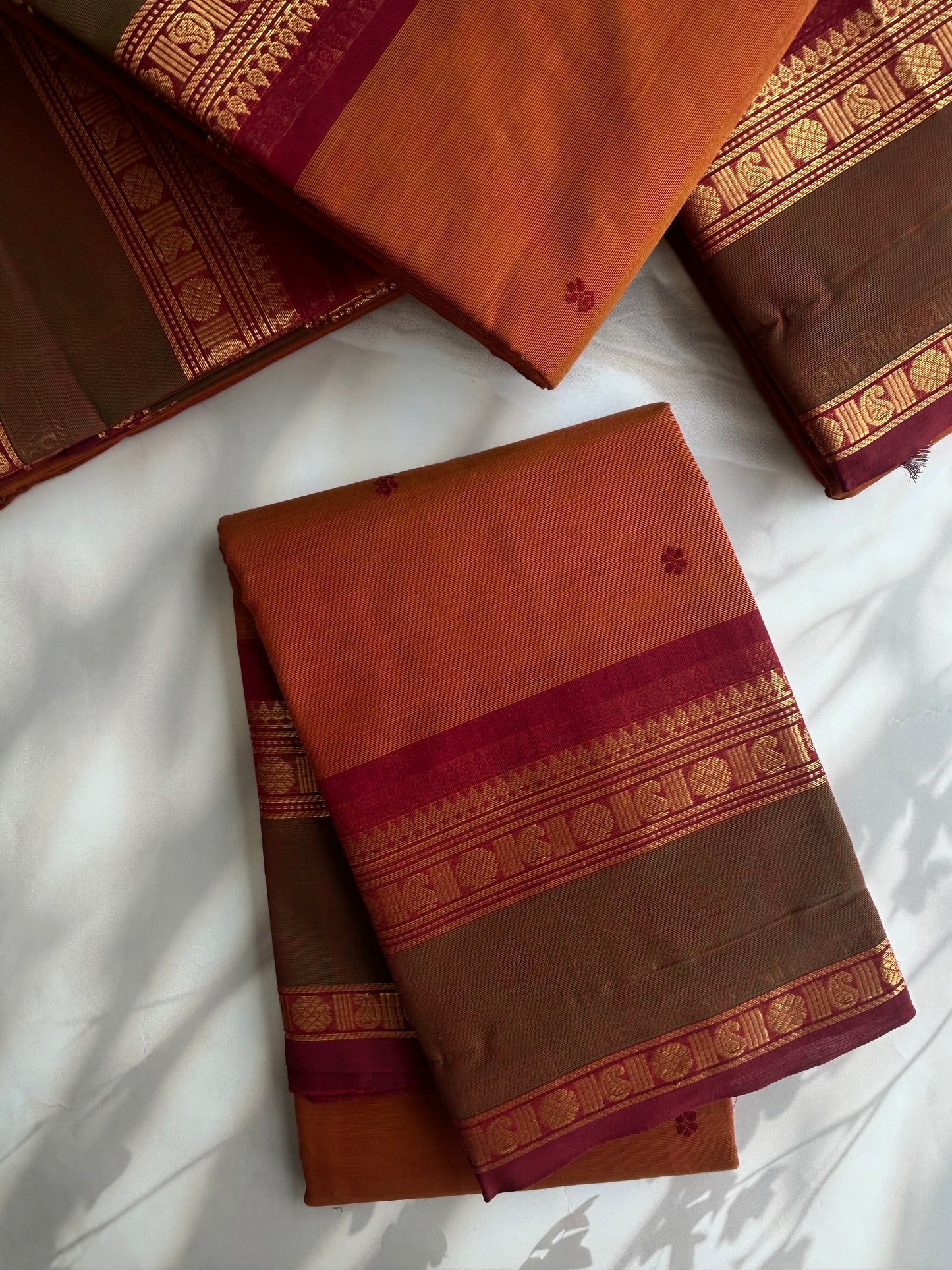 Kanchi cotton saree with butta weaves