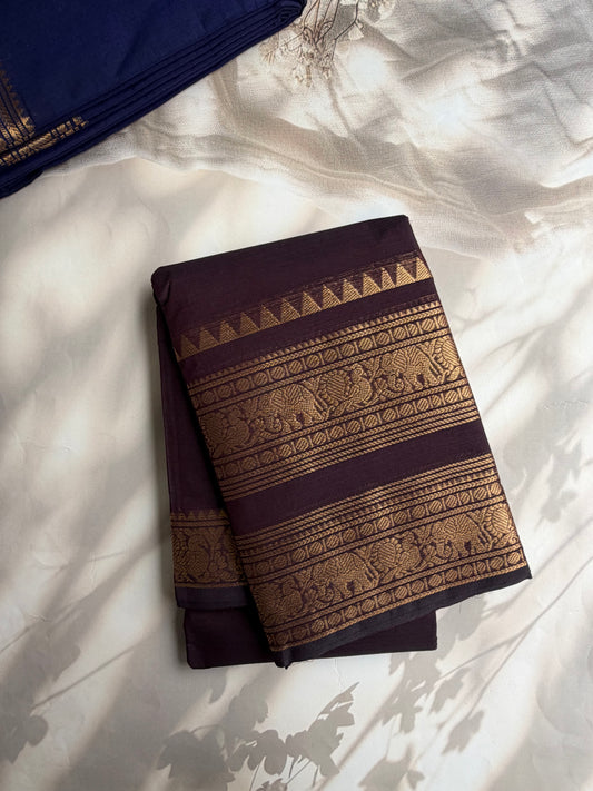 Kanchi cotton saree with rettapett border