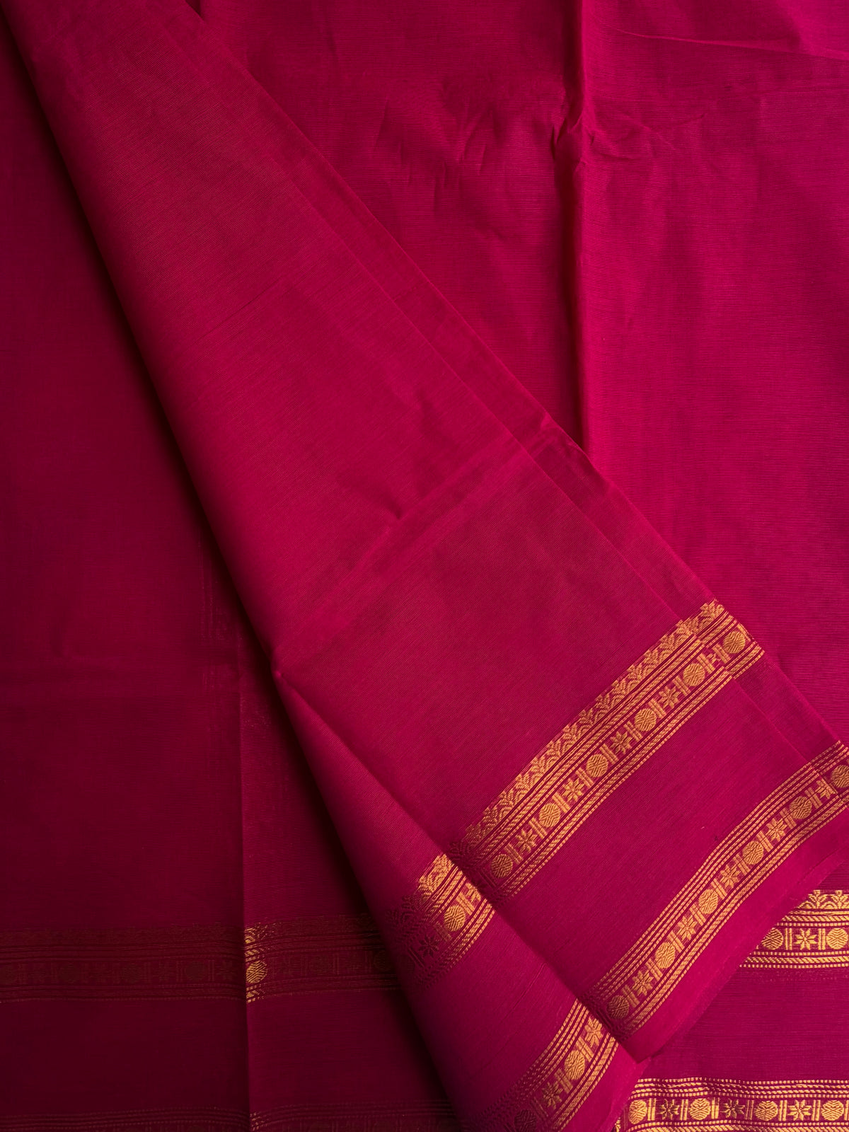 Kanchi cotton saree with zari weaves dark pink