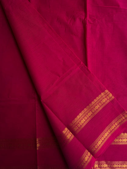 Kanchi cotton saree with zari weaves dark pink