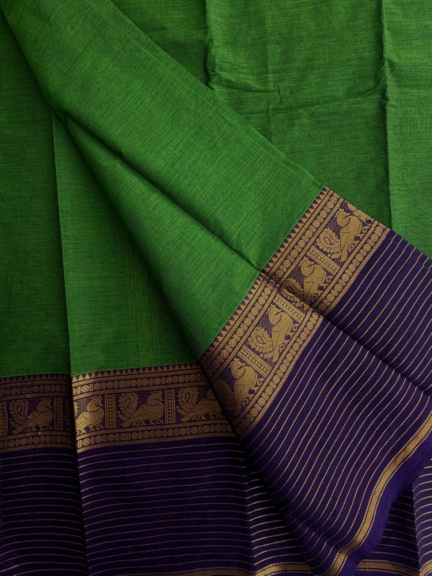 Kanchi cotton saree with zari lines border