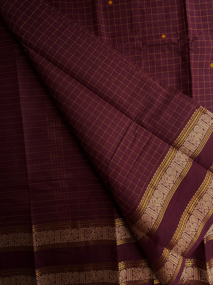 Kanchi cotton saree in kattam pattern with butta weaves