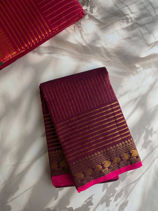 Kanchi Vairaoosi Cotton saree deep pink