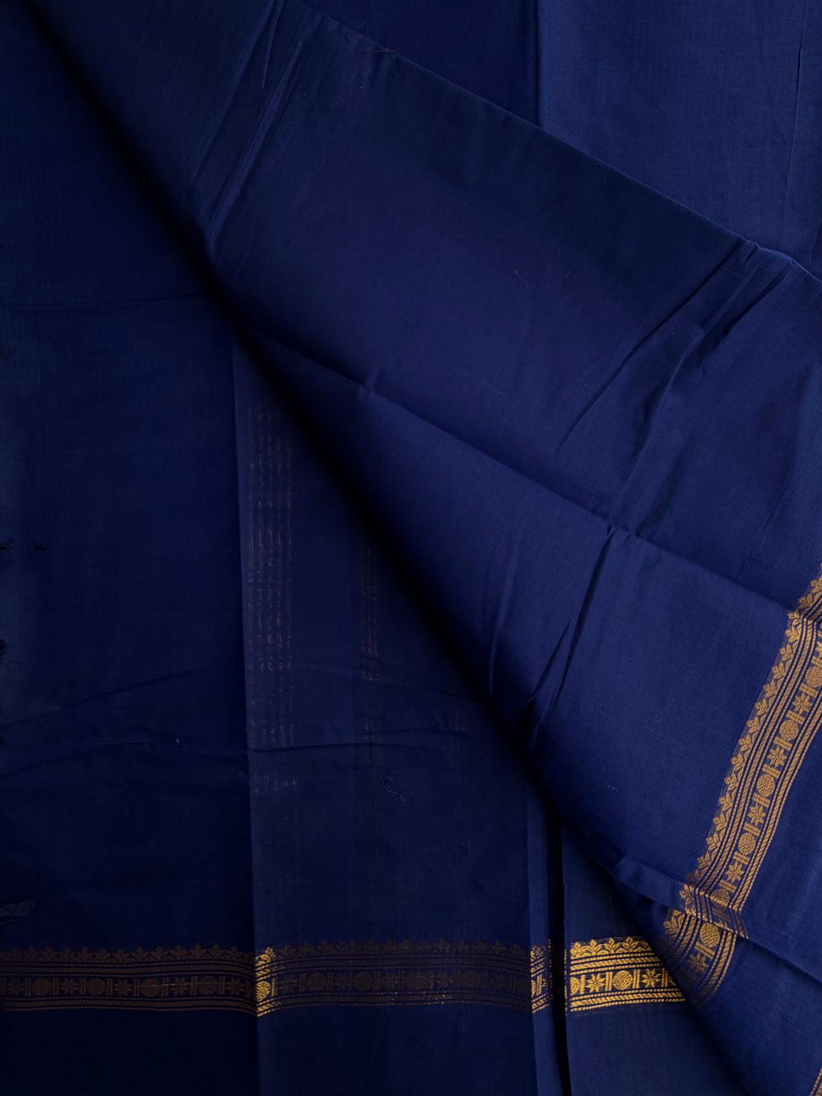 Kanchi cotton saree with zari border blue