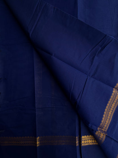 Kanchi cotton saree with zari border blue