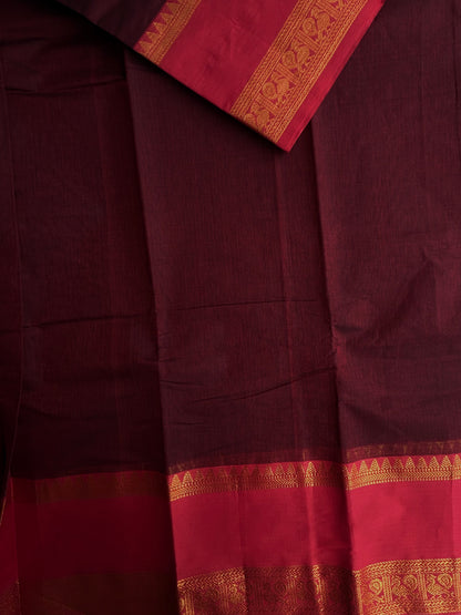 Kanchi cotton saree with contrast zari border