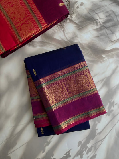 Kanchi cotton saree with butta weaves