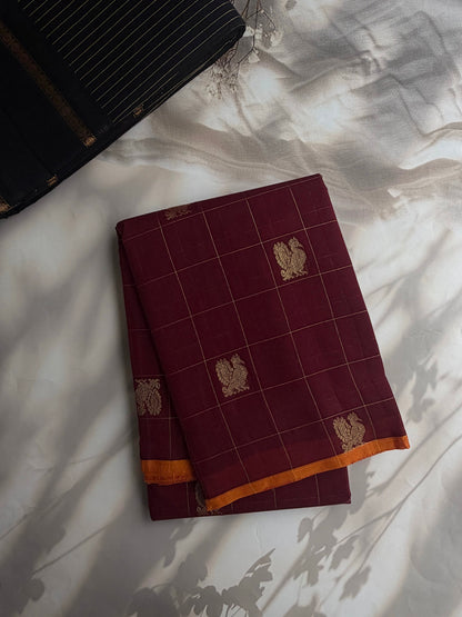 Kanchi cotton saree in premium zari weaves & grand pallu maroon
