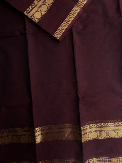 Kanchi cotton saree in zari weaves brown
