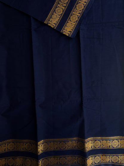 Kanchi cotton saree with zari weaves - dark blue
