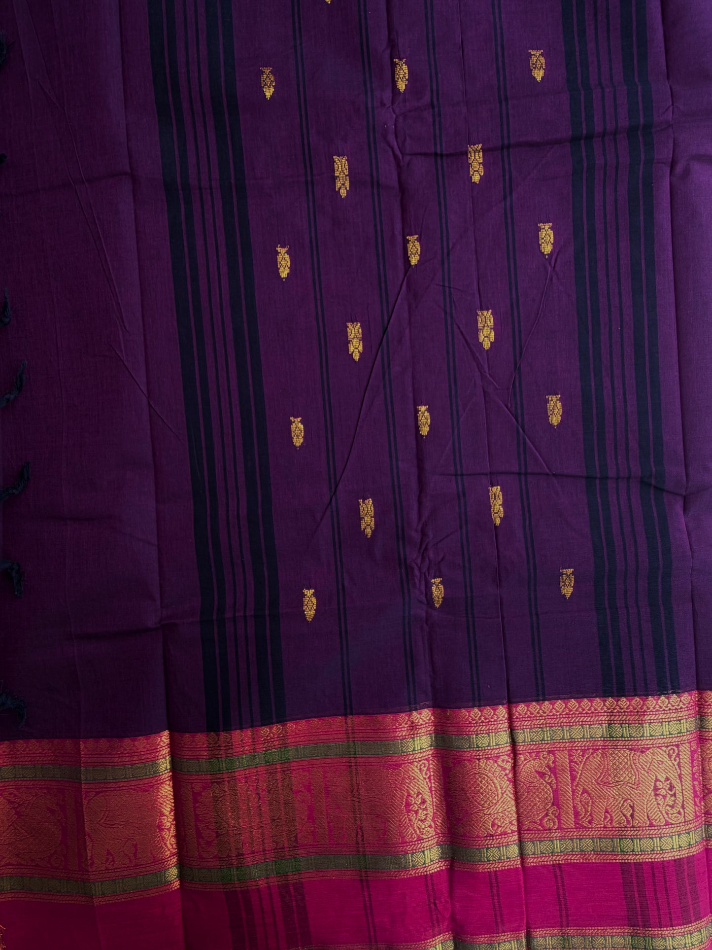 Kanchi cotton saree with butta weaves - purple