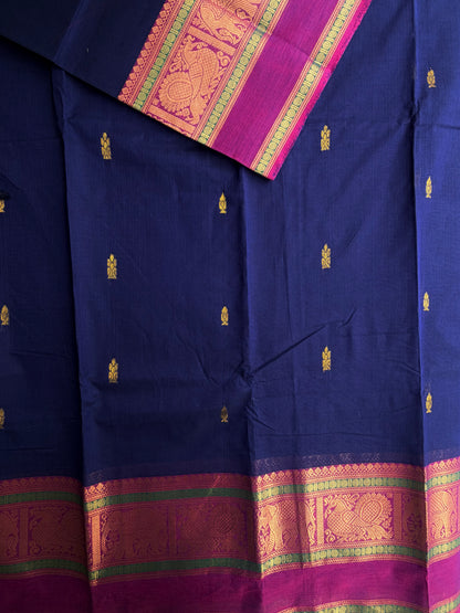 Kanchi cotton saree with butta weaves